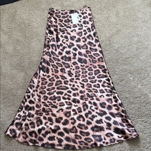 Commense Leopard Print Satin Maxi Skirt - Brown/Black